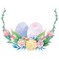 decorazione delle uova di Pasqua dell'acquerello per il design. illustrazione vettoriale. vettore