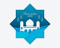 stile di carta dell'illustrazione del ramadan kareem vettore