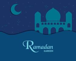 moschea ramadan kareem blu scuro vettore