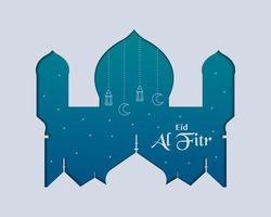 eid al fitr moschea papercut vettore