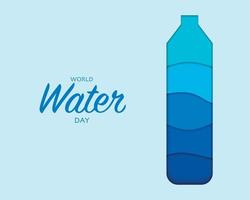 giornata mondiale dell'acqua con lo stile della bottiglia di carta vettore
