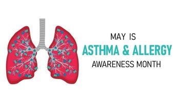 banner del mese di sensibilizzazione su asma e allergie vettore