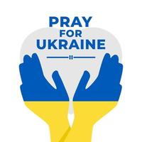 prega per l'ucraina con la bandiera dell'ucraina e prega la mano. supportare il disegno vettoriale dell'Ucraina.