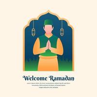 benvenuto ramadan con illustrazione di persone vettore