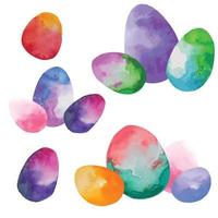 set di uova di Pasqua colorate in tecnica ad acquerello, illustrazione vettoriale