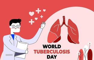illustrazione piatta della giornata mondiale della tubercolosi vettore