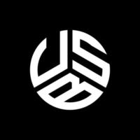design del logo della lettera usb su sfondo nero. concetto di logo della lettera di iniziali creative usb. disegno della lettera usb. vettore