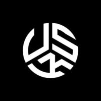 design del logo della lettera usk su sfondo nero. usk creative iniziali lettera logo concept. disegno della lettera di usk. vettore