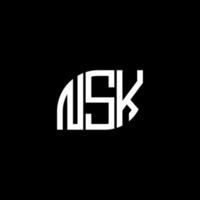 . design della lettera nsk. design del logo della lettera nsk su sfondo nero. nsk creative iniziali lettera logo concept. design della lettera nsk. design del logo della lettera nsk su sfondo nero. n vettore