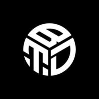 design del logo della lettera btd su sfondo nero. btd creative iniziali lettera logo concept. disegno della lettera btd. vettore