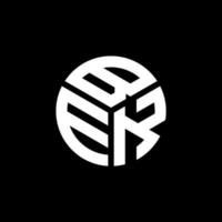 bek lettera logo design su sfondo nero. bek creative iniziali lettera logo concept. disegno della lettera bek. vettore