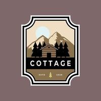 cottage cabina emblema logo vintage moderno vettore illustrazione