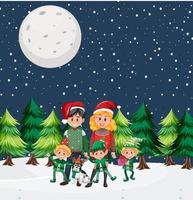 famiglia il giorno di Natale sulla neve vettore