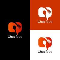 vettore di chat di cibo, logo di conversazione di cibo