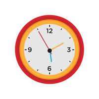 icona bianca isolata del tempo rotondo del vettore della parete dell'orologio. orologio ora illustrazione cerchio minuto nero classico puntatore ufficio