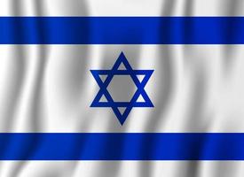 Israele realistico bandiera sventolante illustrazione vettoriale. simbolo di sfondo del paese nazionale. Giorno dell'Indipendenza vettore