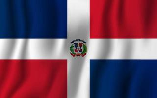 illustrazione realistica di vettore della bandiera sventolante della repubblica dominicana. simbolo di sfondo del paese nazionale. Giorno dell'Indipendenza