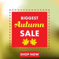 autunno vendita giallo caduta foglie sfondo. vettore di banner elemento natura fogliame colorato. spazio di decorazione astratta di vendita al dettaglio di affari. poster a colori modello vuoto design. offerta di settembre sconto rosso