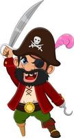 cartone animato capitano pirata che tiene una spada vettore