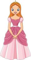 cartone animato bella principessa in abito rosa vettore
