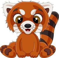 cartone animato carino bambino panda rosso seduto vettore