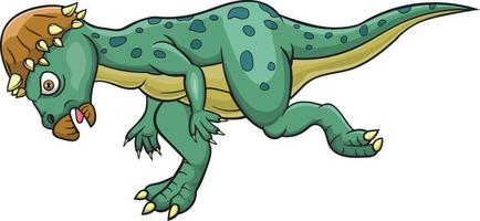 cartone animato arrabbiato pachycephalosaurus dinosauro in esecuzione vettore