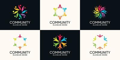 set di design del logo della comunità con vettore premium di concetto creativo