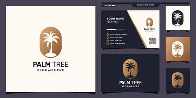 modello di logo della palma con il concetto di spazio negativo e il vettore premium di design del biglietto da visita