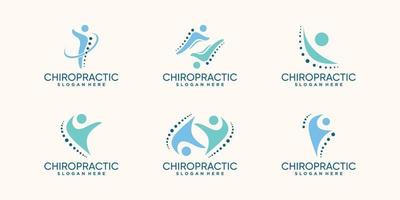 impostare il pacchetto di design del logo chiropratico con il vettore premium del concetto creativo