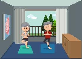 fare yoga a casa concetto di cartone animato vettore