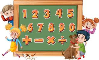 contare i numeri da 0 a 9 e i simboli matematici vettore