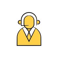illustrazione del tema giallo dell'icona del servizio di call center vettore