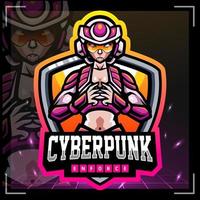 mascotte del mecha cyberpunk. design del logo di esportazione vettore