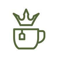 tazza di tè con disegno del logo della corona, illustrazione dell'icona del simbolo grafico vettoriale idea creativa