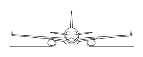 disegno continuo di una linea di un aeroplano vettore