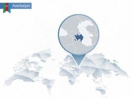mappa del mondo arrotondata astratta con mappa dettagliata dell'azerbaigian appuntata. vettore