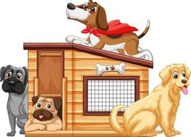 gruppo di cartoni animati di cani domestici vettore