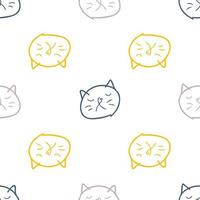 doodle senza cuciture con facce di gatti colorati. vettore