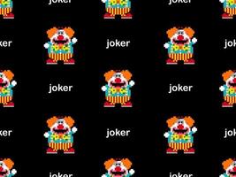 Joker personaggio dei cartoni animati senza cuciture su sfondo nero.stile pixel vettore