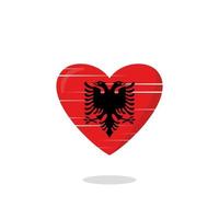 illustrazione di amore a forma di bandiera dell'albania vettore
