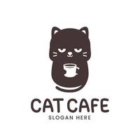 simpatico logo gatto con tazza di caffè vettore