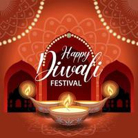 banner felice del festival indiano di diwali vettore