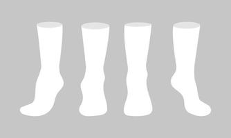calzini bianchi modello mockup stile piatto illustrazione vettoriale set isolato su sfondo bianco.