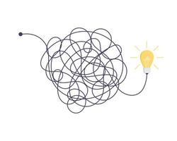 complesso facile semplice dall'inizio all'idea. semplificazione del caos, risoluzione dei problemi e soluzioni di business idea ricerca concetto illustrazione vettoriale. vettore