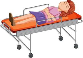 una ragazza ferita giaceva sul letto di emergenza vettore