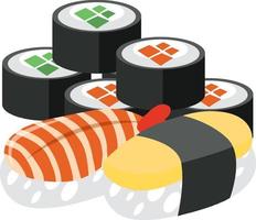 cartone animato di sushi e sashimi vettore