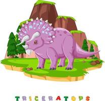 wordcard dinosauro per triceratopo vettore