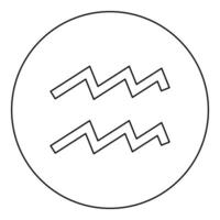 simbolo dell'acquario icona dello zodiaco colore nero in cerchio rotondo vettore