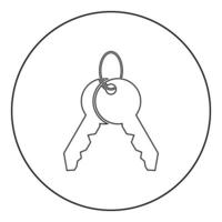 mazzo di chiavi sull'icona dell'anello in cerchio rotondo colore nero illustrazione vettoriale immagine in stile contorno solido