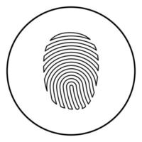 icona dell'impronta digitale colore nero in cerchio rotondo
